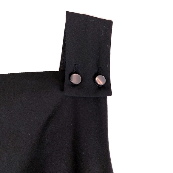 Isaac Mizrahi Women's 6 Black Square 2 Snap Strap Sleeveless Midi Dress - Picture 2 of 9